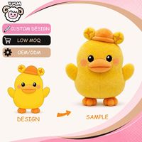 Boneka Bebek Kuning Bordir Lucu, Mainan Hewan Isi Lembut Custom, MOQ Rendah, OEM ODM, Kawaii, Pereda Stres, Hadiah Ulang Tahun Anak