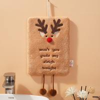 FF3401 Salle de bain Cuisine Noël Père Noël Séchage des mains Serviette Doux Absorbant Chiffons de nettoyage Chiffons Xmas Christmas Hand Towel