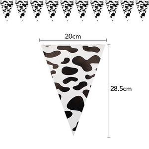 Kit de Décoration de Fête d'Anniversaire Thème Ferme Vache pour Enfants : Assiettes, Gobelets, Guirlande, Nappe et Vaisselle en <span class=keywords><strong>Papier</strong></span> Noir et Blanc - Product Image 4