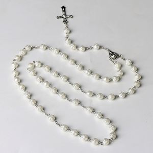 Mecrt Christian Jewelry 8mm Rose <b>Beads</b> Religious Catholic Rosary Enamel Crucifix Pendant Fashion Beaded <b>Necklace</b> - Product Image 6