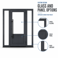Porte à battant en PVC, porte à charnières en PVC, conception de panneau de verre personnalisé pour les projets de construction de villas et d'appartements