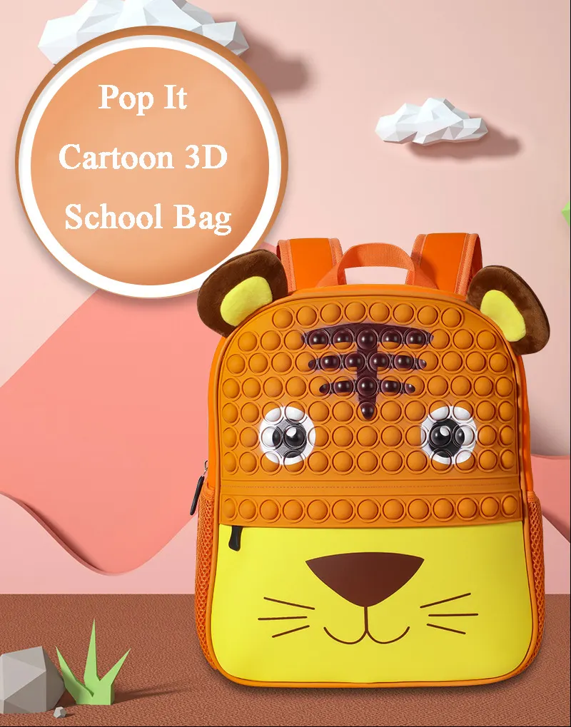 bag school Neoprene unicorn tiger bubble anti-stress student schoolbag pop it book bag