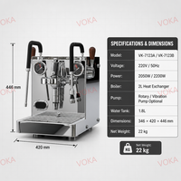 Machine à café semi-automatique professionnelle E61 avec chaudière en acier inoxydable, pompe italienne, double manomètre, programmable pour les cafés