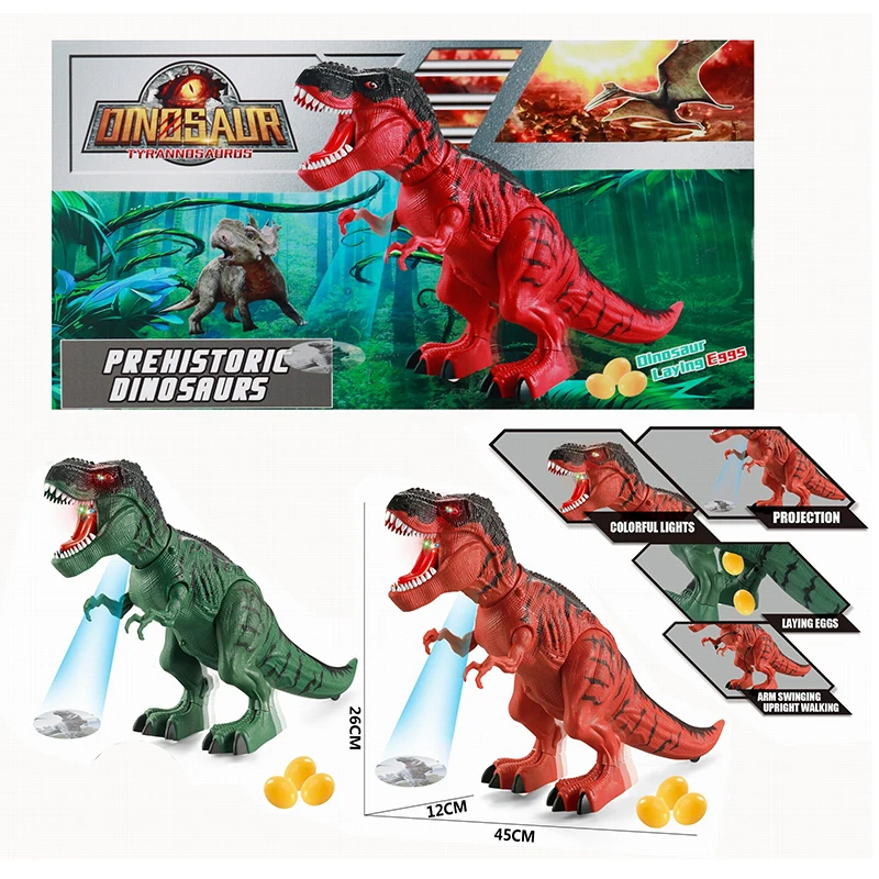 Educational Toys 2021 Dinosaur Egg-laying Tyrannosaurus Rex Walking Movement Sound Light Projection Dinosaur Toys