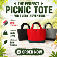 Sac fourre-tout en feutre personnalisé avec logo, blocs de couleur, boutons-pression, réutilisable, robuste, grande capacité, pour le shopping quotidien