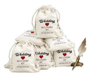Bolsas de Algodón Orgánico Reciclable de Alta Calidad, Kit para la Resaca, Logotipo Personalizado, Impresión por Transferencia de Calor, Bolsas de Bienvenida para Invitados de Boda - Product Image 1