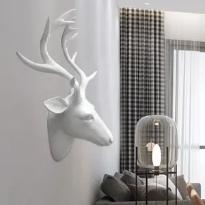 Cabeça de cervos de animais 3d, decoração de casa, pingente de resina de cervos, estátua de parede, artesanato