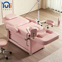 Fauteuil d'examen gynécologique électrique en cuir rose, table d'examen gynécologique réglable pour clinique, salon de beauté, traitement privé