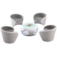Ensemble table et chaises de négociation mobiles 4 places, design minimaliste moderne pour réception, entreprise, boutique, espace de repos, salle