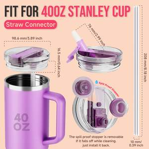 แก้วทัมเบลอร์40ออนซ์ฝาฟางแบบพลิกได้, 100% อะไหล่ฝาปิดกันฝุ่นกันรั่วฝาครอบแบบ Tritan สำหรับ Quencher Tumbler - Product Image 2