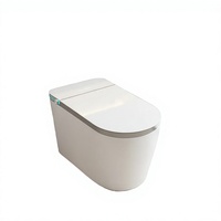 WC intelligent monobloc en céramique blanche avec capteur de lumière à chasse automatique, siège chauffant et télécommande