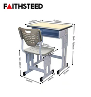 En promotion : Pupitres et chaises d'école personnalisables en panneaux de densité métallique pour salles de classe d'écoles primaires – Chaise et pupitre pour élèves