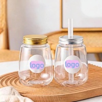 En stock, vente chaude, gobelets en PET transparents réutilisables et jetables de haute qualité, bouteilles en plastique pour boissons à emporter, thé à bulles, jus