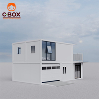 Cbox Villa Modulaire Détachable à Double Étage avec Mur Rideau en Verre et Garage Intégré