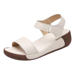 <span class=keywords><strong>Sandali</strong></span> da <span class=keywords><strong>Donna</strong></span> Marrone Chiaro con Punta Aperta, Suola Spessa, Chiusura in Velcro, Comodi con Zeppa Leggera per Uso Estivo all'Aperto - Product Image 2