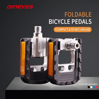 Pédales de vélo pliables Gineyea K502F, en alliage d'aluminium et plastique technique, avec roulement Cr-Mo 2DU, réflecteur, 360g, haute performance, directement de l'usine