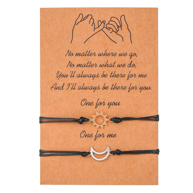 2pcs Set Woman Moon and Star Couple Bracelet Long Distance Touch Love Gold Bracelet Best Friend Bracelet for Couple and Sister
