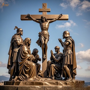 Famosa religión cristiana católica estatua de latón Jesús 14 estación duodécima estación tamaño real Jesús muere Cruz escultura de bronce - Product Image 2