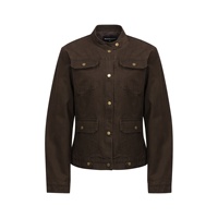 Blouson Bomber Rétro Multi-Poches Boutonné pour Femme, Coupe Ample, Col Montant, Fermeture Éclair, Style Décontracté Urbain