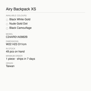 <b>Backpack</b> Recycled Polyester Fabric CIPU Airy XS 22x23cm Women In Stock Taiwan - Product Image 5