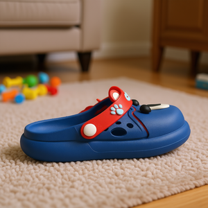Ciabatte per Bambini in EVA Antiscivolo, Design Animato Estivo per Ragazzi 4-6 Anni, Slip-On Blu e Rosso con Motivo a Zampa - Product Image 2