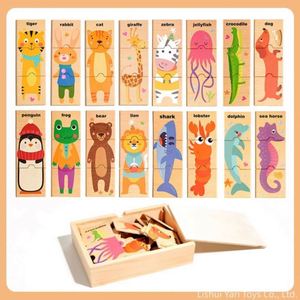16 Types Animals Cognition Letter Learning Skill-Building Toy Certified Montessori Wooden Jigsaw <b>Puzzle</b> With Storage <b>Box</b> - Product Image 4