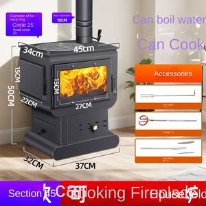 Estufa <span class=keywords><strong>de</strong></span> Leña Real para Calefacción, Independiente, <span class=keywords><strong>de</strong></span> Aluminio, para Interiores y Exteriores, <span class=keywords><strong>de</strong></span> Doble Uso para Leña y Carbón, sin Humo - Product Image 4