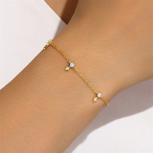 Pulsera de plata de ley 925 con perlas y ópalos de lujo, en oro de 18 quilates, para mujer, a la moda. - Product Image 6