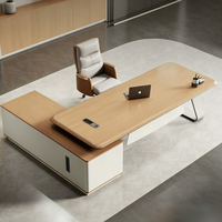Bureau de direction en PVC imperméable, de luxe, en forme de L, avec tiroirs verrouillables intégrés