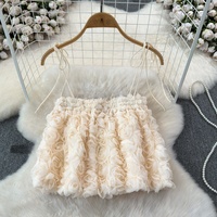 Rose Mesh Short Strap Vest Women's Summer New Short Top