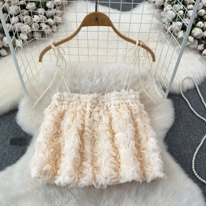 Rose Mesh Short Strap Vest Women's Summer New Short <strong>Top</strong> - Product Image 6