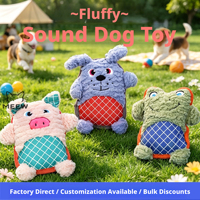 Jouet pour chien en peluche moelleuse en forme d'animal de dessin animé, avec son double, conception à double son, coutures solides, résistant aux morsures, jouet interactif à mâcher pour chien