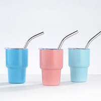 Nouveau mini gobelet de 3oz en acier inoxydable à double paroi isolé en métal verre à liqueur de 2oz avec couvercle et paille vente en gros