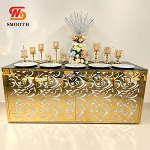 Mesas de Bar Modernas para Bodas, Cubierta de Vidrio Cuadrada, Base en Forma de Rosa, Mesa de Bar para Bodas, Taburetes Altos de Acero Inoxidable Dorado - Product Image 1