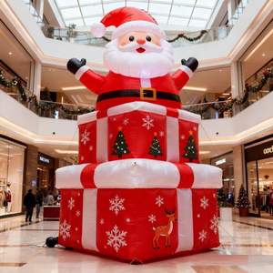 نموذج سانتا كلوز قابل للنفخ كبير الحجم أحمر اللون مقاوم للماء ومتين لتزيين مراكز التسوق في موسم عيد الميلاد - Product Image 1