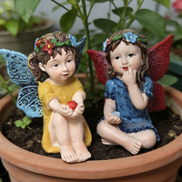Miniatures de jardin en résine, figurines de fées et petits anges, faites à la main, peintes à la main, statues personnalisées pour la vente en gros