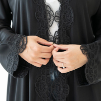 Ensemble Abaya Élégant en Dentelle Brodé Personnalisé, Kaftan Turc Longueur Ras du Sol, Tenue Décontractée pour Fêtes, Doux et Respirant, Vente en Gros