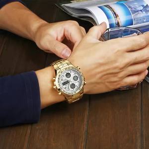 Orologio da uomo Wwoor 8019 con display digitale a LED, movimento al quarzo, allarme analogico, data automatica, giorno della settimana, luminoso, calendario completo, retroilluminazione. - Product Image 3