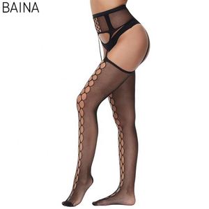Collants résille sexy noirs en soie transparente à entrejambe ouvert pour femmes, antidérapants, vente en gros - Product Image 4