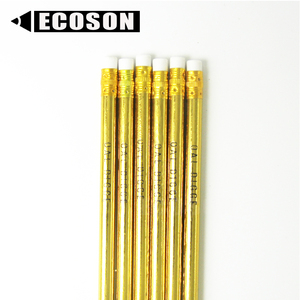 Chất Lượng Cao Trắng Cao Su Hàng Đầu 7 "HB Bút Chì Vàng Round <span class=keywords><strong>Shape</strong></span> Vàng Foil In Ấn Vàng Bút Chì Với HB Chì - Product Image 1