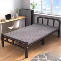 Draps pliés - Lit simple pour la maison - Outil de sieste pour le bureau - Petit lit pour la sieste de l'après-midi en dortoir - Lit en fer pour adulte pour maison de location
