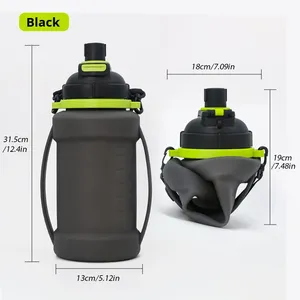 Venta al por mayor 2L Squeeze bicicleta botella de agua plegable pajita MOQ personalizado ciclismo grado alimenticio silicona bebida a prueba de fugas/polvo - Product Image 2