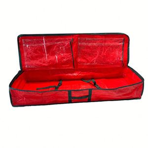 <b>Christmas</b> Ornament <b>Wrapping</b> <b>Paper</b> Container Durable PE Gift Wrap Storage Bag with Transparent Pockets - Product Image 5
