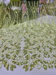 Ni. Ai cỏ màu xanh lá cây màu chất lượng cao Hạt <span class=keywords><strong>Net</strong></span> ren thêu tan trong nước phi váy ren vải cho phụ nữ bên ly6596 - Product Image 2