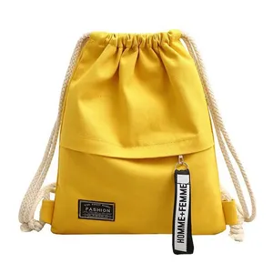 HR028 Unisex Versatile Sports Shoes Fitness Bag Canvas Drawstring Simple Backpack Travel Football Game Laptops Shoulder Bag
