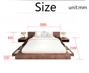 <span class=keywords><strong>Letto</strong></span> matrimoniale moderno in noce nero nordamericano, <span class=keywords><strong>design</strong></span> originale in stile sud-est asiatico, semplice stile giapponese, personalizzabile - Product Image 2