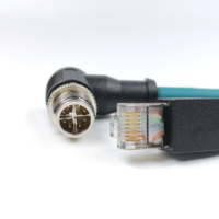 Cable Ethernet M12 de 8 Pines a RJ45, Código B/A, CAT5e, Blindado, Conductor de Cobre Sólido, IP67, Transmisión de Datos y Señal de Cámara, Certificado CE