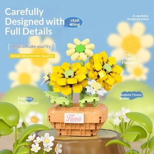 Bloques de Construcción de la Serie de Flores de la Vida Eterna, Cesta de Flores, Decoración de Mesa, <span class=keywords><strong>Modelo</strong></span> de Rosa, Juguete de Ensamblaje para Niños, Regalos - Product Image 4
