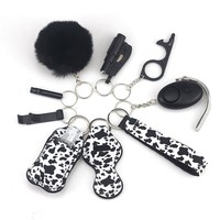 Offre spéciale bricolage 9 pièces porte-clés accessoires ensembles fournitures d'autodéfense pour les filles sécurité personnelle