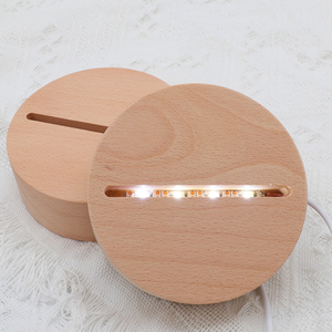 Factory Wholesale <b>Led</b> Illusion Acrylic Round Oval Custom Wood Base <b>Light</b> <b>LED</b> Base for Acrylic 3D Night <b>Light</b> Wood Lamp Base - Product Image 6
